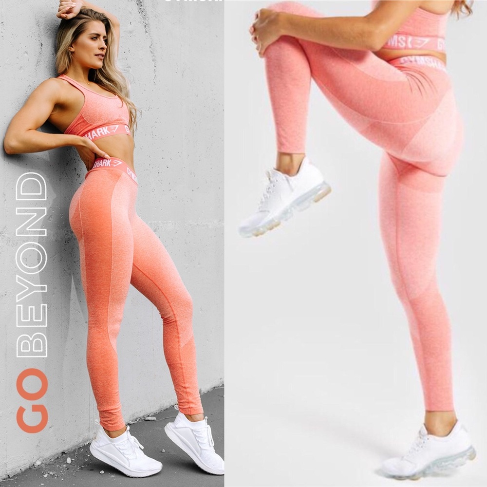 NWT {GYMSHARK} Flex Seamless Leggings, Peach Coral - Picture 2 of 15